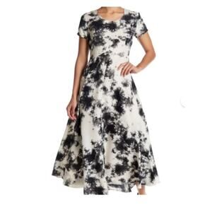 Raga Small Black White Midi Dress Tie dye Splatter Coastal Urban Airy Effortless